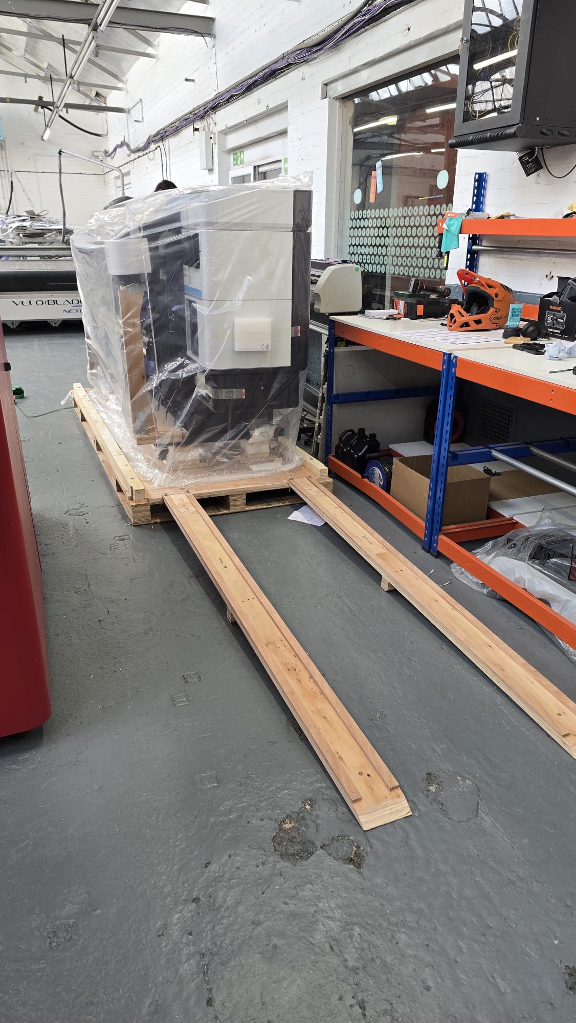 HP Latex 830W still wrapped on site at Advance Print Solutions